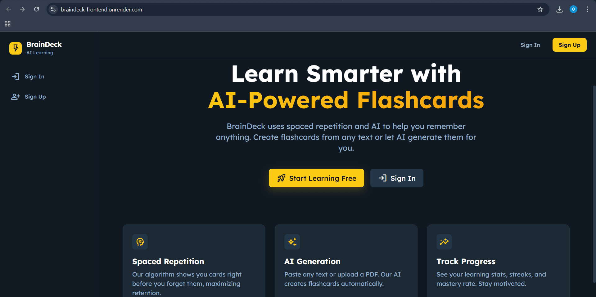 BrainDeck – AI-Powered Flashcard Learning Platform
